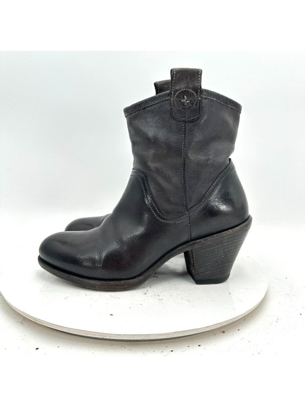 Fiorentini + Baker Women Size EU 37 US 7 Black Leather Side Zip Ankle Pump Boot